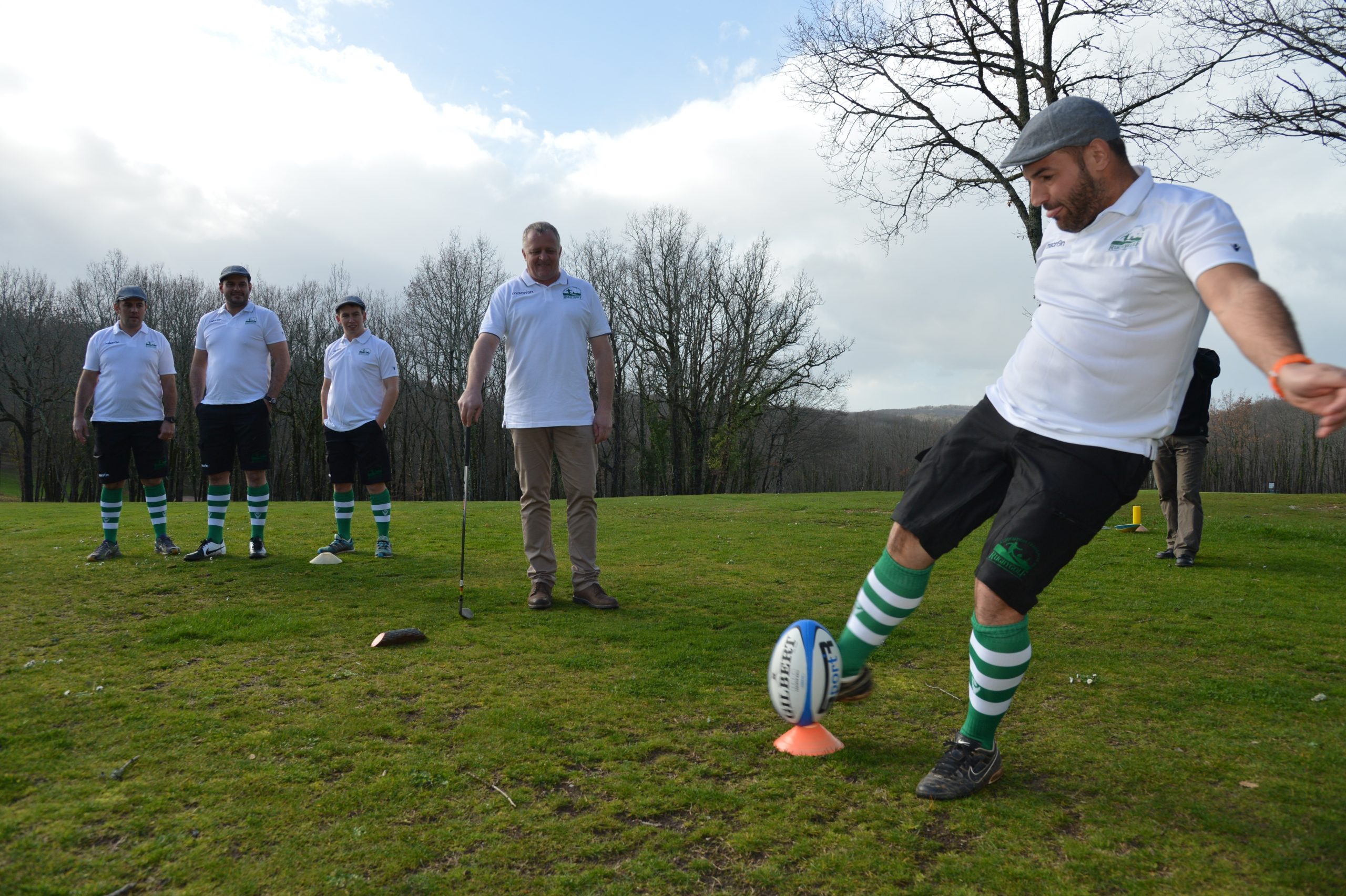lads playing rugby golf